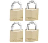 Master Lock 130EURD Confezione da 4 Lucchetti con Chiavi in Ottone, Oro, 4.9 x 3 x 1.2 cm