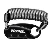 Master Lock 1551EURDBLK Lucchetto con combinazione e cavo a spirale, Nero, 4.1 x 6 x 1 cm