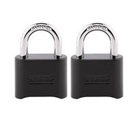 Master Lock, 178EC2, lucchetto a combinazione, nero, resistente alle intemperie, per interni ed esterni, con codice, per armadietti da palestra, cancelli, capannoni, confezione da 2
