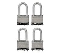 Master Lock 1SSQLFHC, Confezione da 4 lucchetti laminati in acciaio inox, argento, 3,8 cm