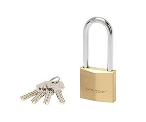Master Lock 2950EURDLJ Lucchetto a Chiavi con Corpo Spesso in Ottone Massiccio e Archetto Longo, Oro, 11.5 x 5 x 1.7 cm