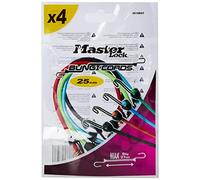 Master Lock 3018EURDAT Cavi Elastici con Ganci, Gancio Invertito, Ideale per Giardinaggio, Trasporto, Trasloco, Campeggio, Colori Classici, Corda 25 cm, Confezione da 4 Pezzi