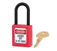 Master Lock 406RED Lucchetto di Sicurezza in Materiale Termoplastico per Installazione Elettrica, Rosso, Archetto 3,8 x 2 cm