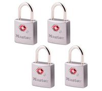 Master Lock 4683Q TSA-Approved Nickel Keyed Alike Luggage/Baggage Lock, 4-Pack, colors may vary by Master Lock
