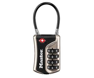 Master Lock 4697EURDNKL Lucchetto per bagagli in alluminio approvato dalla TSA, nichel, 9.3 x 3.6 x 1.5 cm