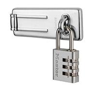 Master Lock 7630703EURD Set Chiavistello a Barra Dritta e Lucchetto con Combinazione
