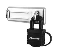 Master Lock 7804704EURD Set Chiavistello a Barra Dritta e Lucchetto con Combinazione, Nero