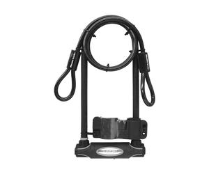 Master Lock 8285EURDPRO Hardened Steel Heavy Duty Bike D Lock with Cable, Black,