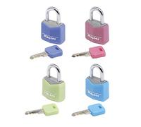 Piccoli lucchetti - Master Lock - 9120EurqColnop - Comune Keys - Family Pack di 4 - Colori assortiti