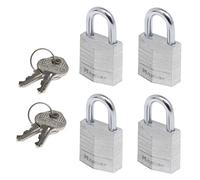Master Lock 9120EURQNOPCC Mini Lucchetto, Chiave, Set di 4, Pacco Famiglia, Ottimo per valigia e armadietto, Argento/Alluminio, Piccolo