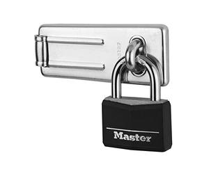 Master Lock 9140703EURDBLK Set Chiavistello a Barra Dritta e Lucchetto a Chiave