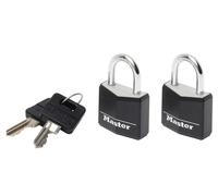 Master Lock Alluminio Nero Vinile Cover 20mm Lucchetto 3-Pin - Chiave Uguale X 2