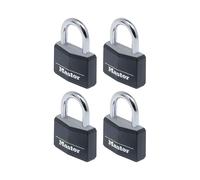 Master Lock Alluminio Nero Vinile Cover 40mm Lucchetto 4-Pin - Chiave Uguale X 4