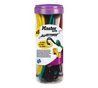 Master Lock 3040EURDAT Cavi Elastici con Ganci Invertito Adatto per Giardinaggio, Trasporto, Trasloco, Campeggio, Rosso/Verde/Giallo, 2 x 60 cm + 2 x 80 cm + 2 x 100 cm, Set di 6 Pezzi