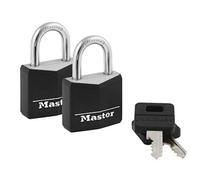 Master Lock Lucchetti in alluminio 131T, neri, confezione da 2, con chiave unica
