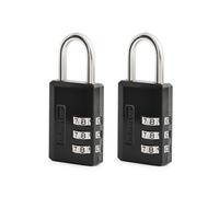Master Lock Lucchetto a combinazione nero, per interni e palestra, con codice a 3 cifre personalizzabile per bagagli, zaini, armadi, 2 pezzi, 647EC2