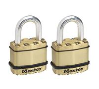 MASTER LOCK Lucchetto ad Alta Sicurezza [Chiave] [Acciaio Laminato e Rivestimento Protettivo] [Esterno] [Set di 2] M1BEURT - Ideale per Portali, Garage, Sconto
