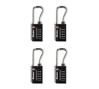 Master Lock- Lucchetto, propria combinazione da impostare, lucchetto bagagli accettato dalla TSA, 3,3 cm, largo, nero, confezione da 4, 4696EC4