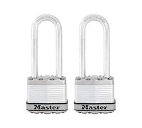 Master Lock M1XTLJCCSEN - Lucchetto in acciaio laminato Magnum largo 3,5 cm, diametro 15,6 cm, gioco grillo, confezione doppia, anello da 6,3 cm