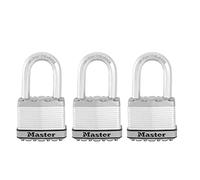 Master Lock M5XTRILF Magnum - Lucchetto in acciaio laminato con chiave unica, argento, confezione da 3