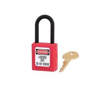 Master Lock 406RED Lucchetto di Sicurezza in Materiale Termoplastico per Installazione Elettrica, Rosso, Archetto 3,8 x 2 cm