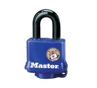 Master Lock 312EURD Lucchetto in Acciaio Laminato Rivestito a Chiave, Blu, 7,3 x 4 x 2,5 cm
