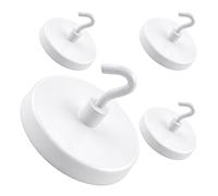 Master Magnetics MHHH26X4 - Gancio magnetico smaltato bianco, diametro 1,875, altezza totale 1,375, 11,8 kg (confezione da 4)