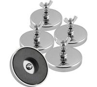 Master Magnetics RB50B2NWX5 Ferrite/Low Carbon Steel Base Round Magnet Fastener con Bullone e Dado ad Ale, Piastra cromata, Diametro 5,2 cm, Altezza Totale 15,9 kg, Argento (confezione da 5)