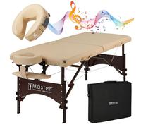 Master Massage Argo - Lettino per massaggi portatile professionale e leggero, portatile, con Bluetooth, 71 cm, pieghevole, per massaggi, lettino per ciglia, per spa e salone di bellezza, colore: crema