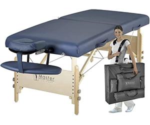 Master Massage Coronado - Tavolo da massaggio portatile più ampio e lussuoso, con foro per il viso e riempitivo, per salone di bellezza, spa, lettino per terapia tattica, colore: blu reale, 71 cm