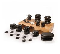 Master Massage Hot Stone Basaltstein Set in Bambumskiste decorativo 100% Naturstein
