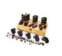 Master Massage Hot Stone - Pietre riscaldanti per massaggi, in scatola di bambù, 60 pezzi