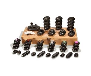 Master Massage Hot Stone Set 100% rocce di basalto per massaggio corpo SPA con scatola di bambù (70pcs)