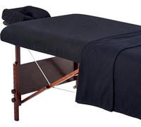 Master Massage Lenzuola in flanella di cotone, set da 3 pezzi, copertura per tavolo, cuscino viso, tovaglia, nero, spa, copertura di ricambio per tavolo da tatuaggio.