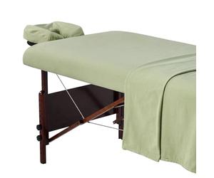 Master Massage Lounger - Set 3 in 1 di flanella per lettino da massaggio, coperta e cuscino per viso, colore: verde giglio