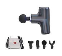 Master Massage Mini pistola da massaggio a vibrazione generale con 6 livelli di velocità, 4 attacchi per testa e 3 opzioni di colore con custodia rigida alla moda carbone