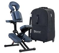 Master Massage Rio Portable Massage Chair Lightweight Strong Deluxe Adjustable Storable with Luggage Sedia da Massaggio Portatile, Alluminio, Blu, Standard