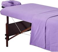 Master Massage Set di 3 pezzi di lenzuola in flanella di cotone, lavabili in lavatrice, set da tavolo, ricambio per salone di bellezza SPA, include tovaglia, federa per cuscino per il viso, lenzuolo