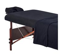 Master Massage Set di 3 rivestimenti in flanella, per lettino da massaggio, in cotone, colore nero