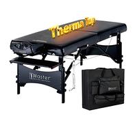 Master Massage ThermaTop - Lettino da massaggio per Galaxy Mobile con sistema di riscaldamento integrato, pieghevole, per massaggi, per cosmetici, portatile, in pelle/legno, nero, 76 cm