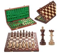 Master of Chess Scacchiera in Legno “SENATOR” 41 cm - Fatto a Mano Grandi Scacchiera Portatile - Set di Scacchi Pieghevoli per Bambini e Adulti - Ornamenti Bruciati