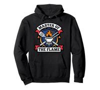 Master of The BBQ Flame Funny Dad Grilling Crest Cookout Felpa con Cappuccio
