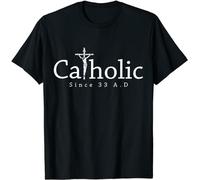 Master Pig Catholic Since 33 AD Crucifix Jesus Eucharist Tee Round Neck Unisex Tops Men's 100% Cotton Short-Sleeve T-Shirts XXXL