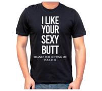Master Pig I Like Your Sexy Butt Funny Slogans Novelty Tee Round Neck Unisex Tops Men's 100% Cotton Short-Sleeve T-Shirts S