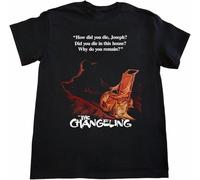Master Pig The Changeling 1980 Poster Movie Print Horror Movie Tee Round Neck Unisex Tops Men's 100% Cotton Short-Sleeve T-Shirts XL