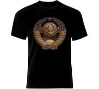 Master Pig USSR Army Russia Russland Soviet UDSSR Union Black Tee Round Neck Unisex Tops Men's 100% Cotton Short-Sleeve T-Shirts M