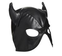 Master Series Dungeon Demon Bondage Mask with Horns Black