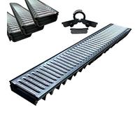 Canaletta di scolo acqua carrabile in PP-PE con griglia zincata 125x50 griglia scolo acqua piovana Ideale per interrati garage e cortili (125X50 KIT 3 PZ GRIGLIA ZINCATA)