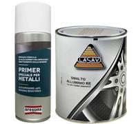 MASTERBRICO Kit Smalto per Cerchioni 750 ml + Fondo Riempitivo Speciale Metalli 400 ml - Soluzione Completa per Riparazioni, Primer e Finitura dei Cerchioni