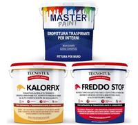 MASTERBRICO Pittura termoisolante per interni Kalorfix Freddo Stop Master Paint, Pittura Anticondensa Antimuffa Termica, Kit Antimuffa per Muro interni con pittura bianca (PARETI UMIDE E FREDDE)